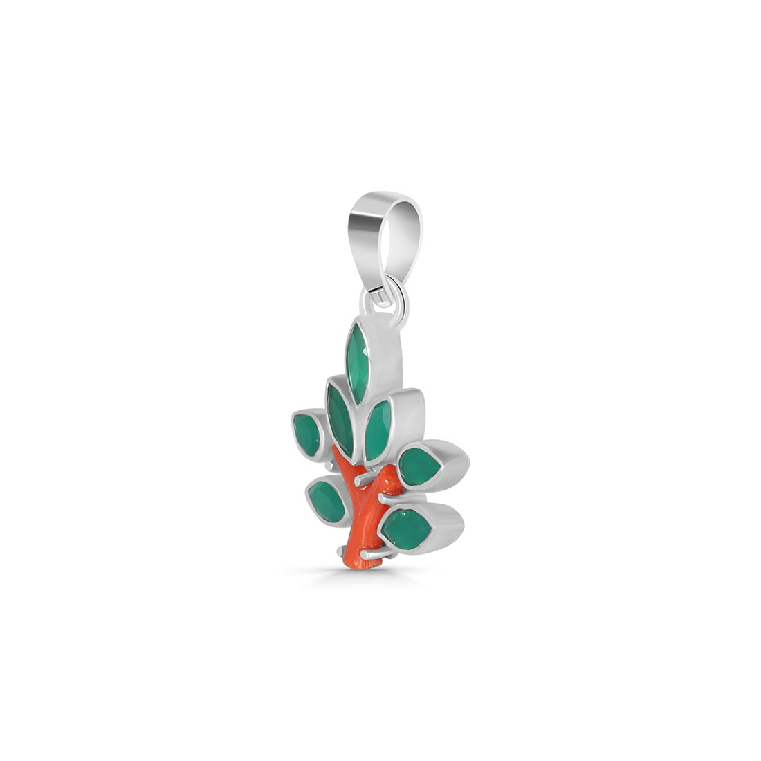 Red Coral / Green Onyx Pendant-(COR-P-97)